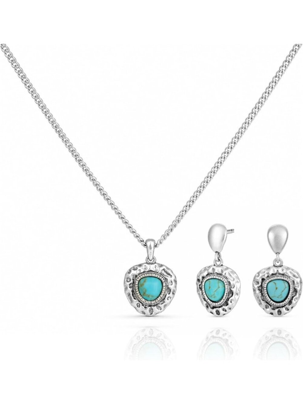 Turquoise Heart Necklace & Earrings Set | Western Jewelry for Women, Boho Chic